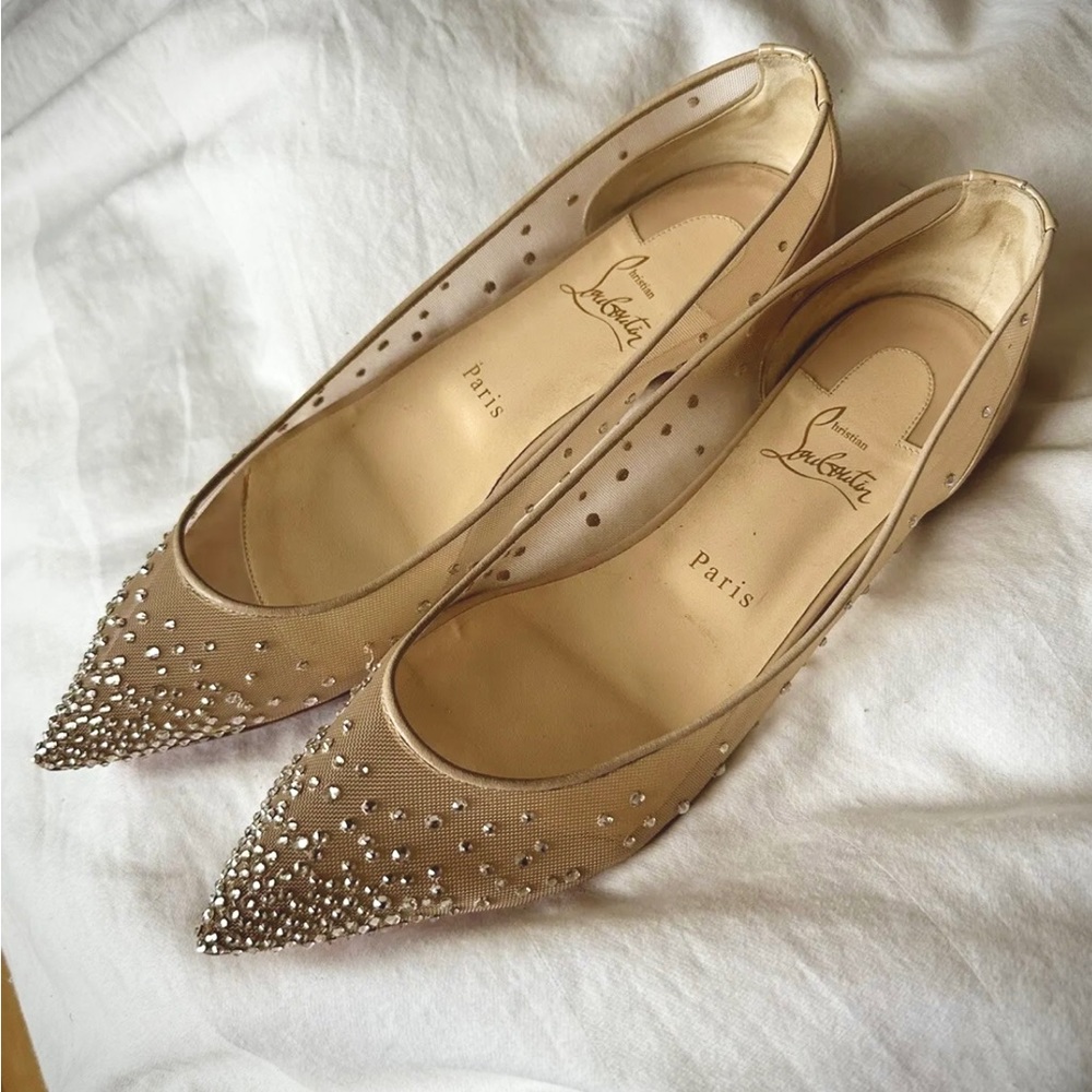 CHRISTIAN LOUBOUTIN Follies Strass Flats Size 39.5